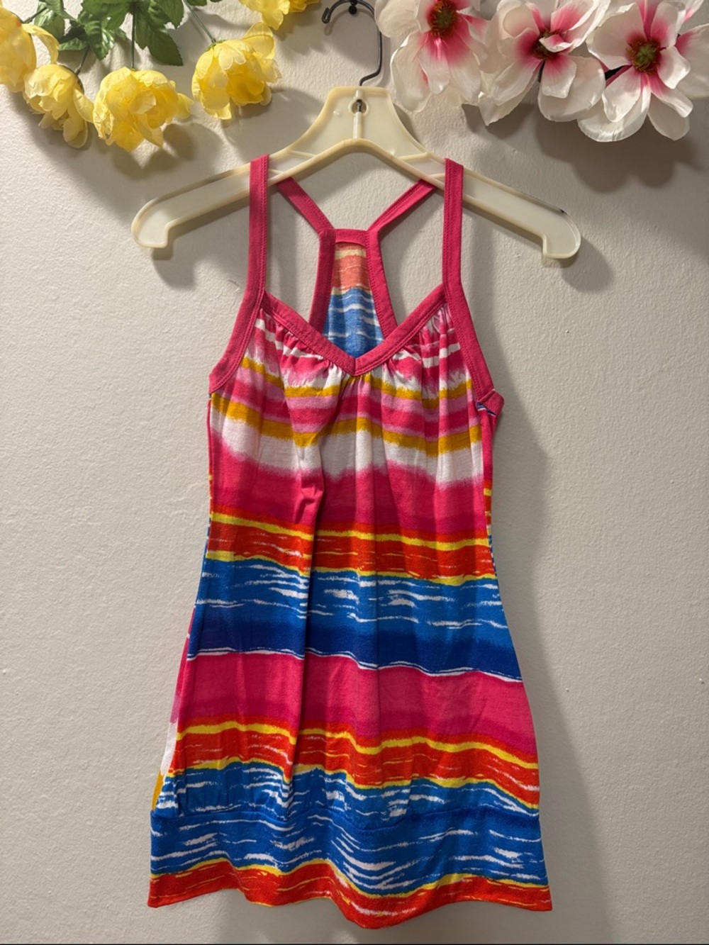 Girls Bright Pink Striped Sundress